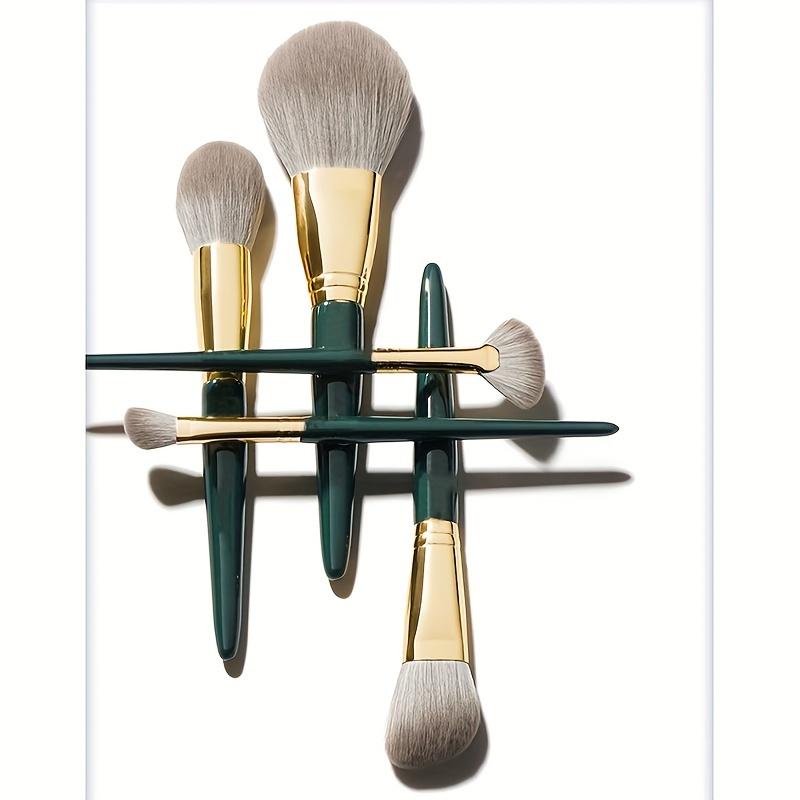 14Pcs Pro Makeup Brush Set - Soft Nylon Bristle Resin Rod Palm Brush Design for Flawless Foundation Eye Shadow Brow Application