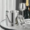 Stainless Steel Ice Bucket with Lid Double-Wall Insulated Wine Champagne Cooler 1.4/2/3L Large Capacity Rust-Proof Barrel for Bars Hotels Parties