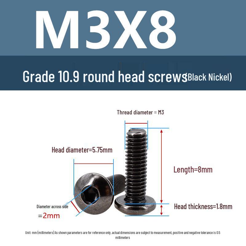 Yigu High-Strength Black Nickel Hex Socket Pan Head Machine Screw M3/M4