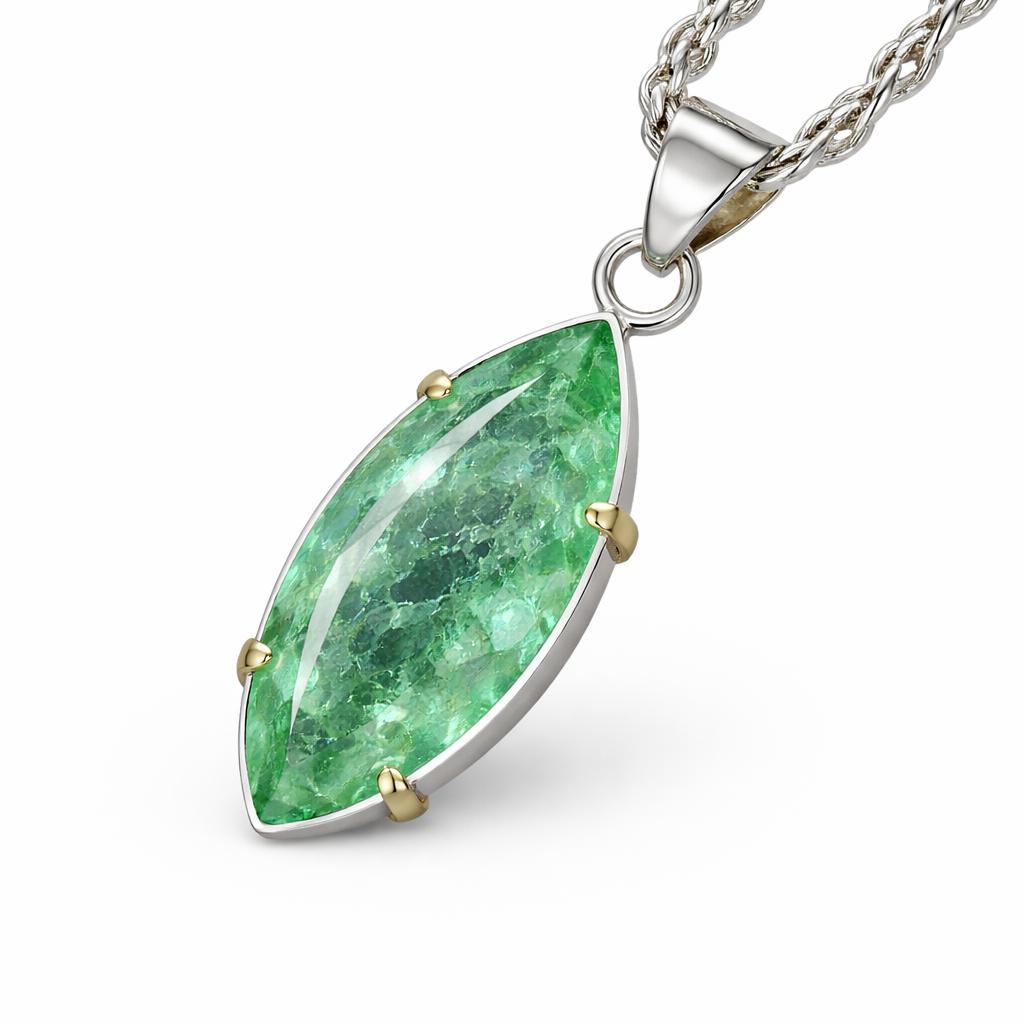 Natural Green Emerald Pendant 925 Sterling Silver 40 ct Colombian Gen Gemstone Jewelry Gift