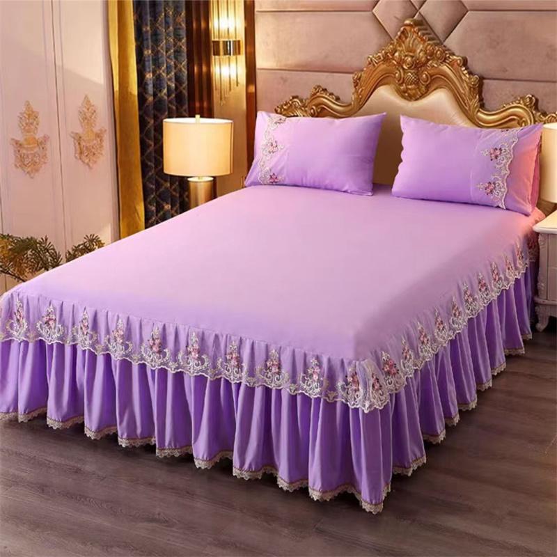 3 шт. кружевная юбка-кровать с рюшами, кружевная юбка, стильное покрывало в стиле принцессы, противоскользящее покрытие для двуспальной кровати 1,8 м с защитным ремешком