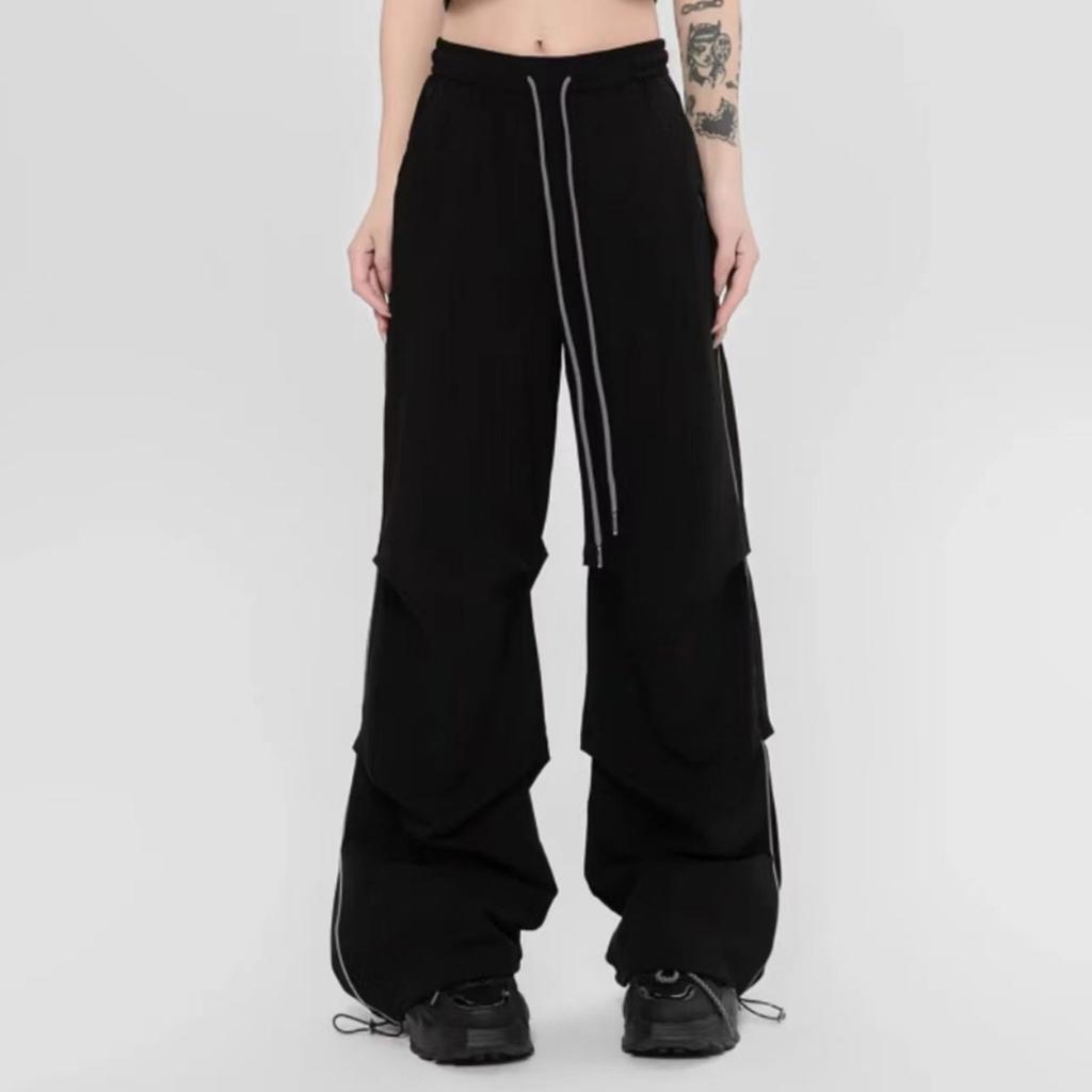 Женские новые быстросохнущие брюки парашютисты из ледяного шелка, брюки с широкими штанинами, повседневные однотонные брюки