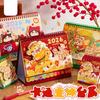 Chinese Style 2026 Rotating Desk Calendar Coil Binding Panda Horse Year Calendar Cartoon Month Date Display Monthly Planner