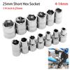 1Pcs Hand Tool Hex Short Socket 1/4" 6.35mm Head Drive Socket Durable Metric Key Sleeve