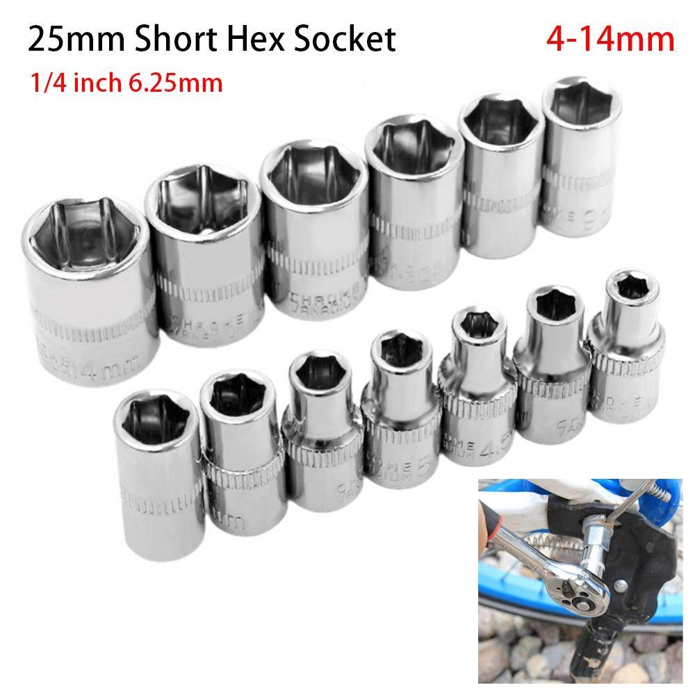 1Pcs For Ratchet Torque Wrench Metric Key Sleeve Hand Tool Drive Socket Durable Hex Short Socket