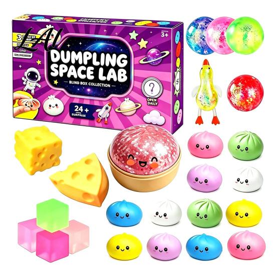 Soft Squeeze Toys for Sensory Play Advent Calendar Bun Fidget Toys Christmas Stocking TPR Kids Stuffer Stress Relief Adults Holiday Countdown
