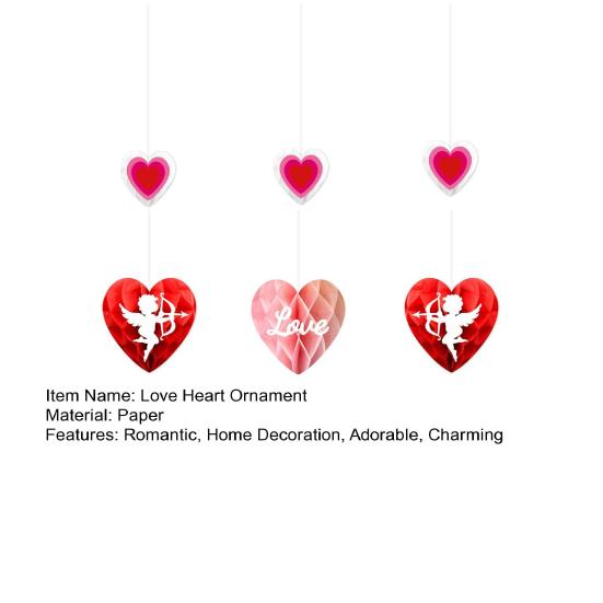 6 шт. украшение в виде сердца ко Дню святого Валентина, бумажные соты, подвесные украшения, романтические красные, розовые, сердечки для вечеринок