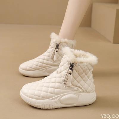 Модная зимняя женская теплая обувь для снега Женская трендовая хлопковая обувь Новые кожаные ботинки на толстой подошве Черные ботильоны женские Ботинки Zapatos