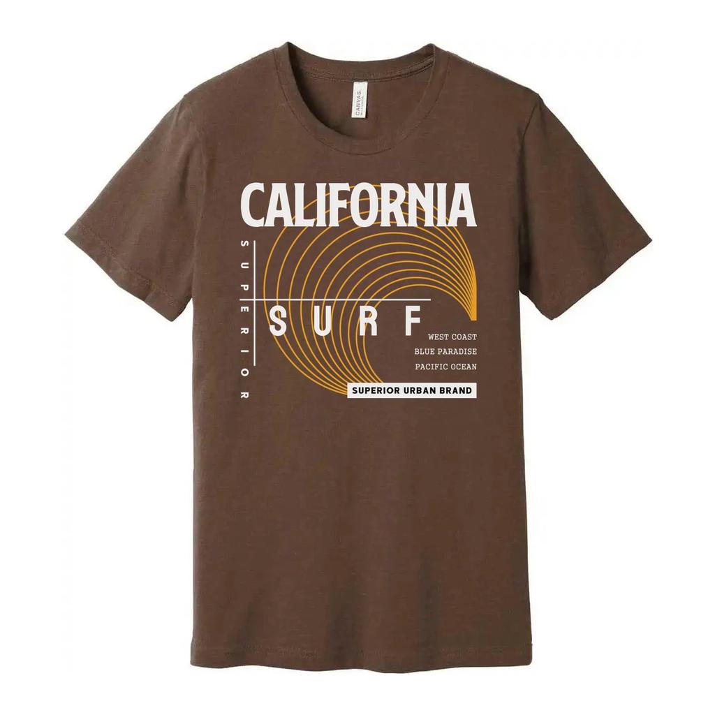 Унисекс футболка с графическим принтом California Surf с оранжевым дизайном концентрической волны Su