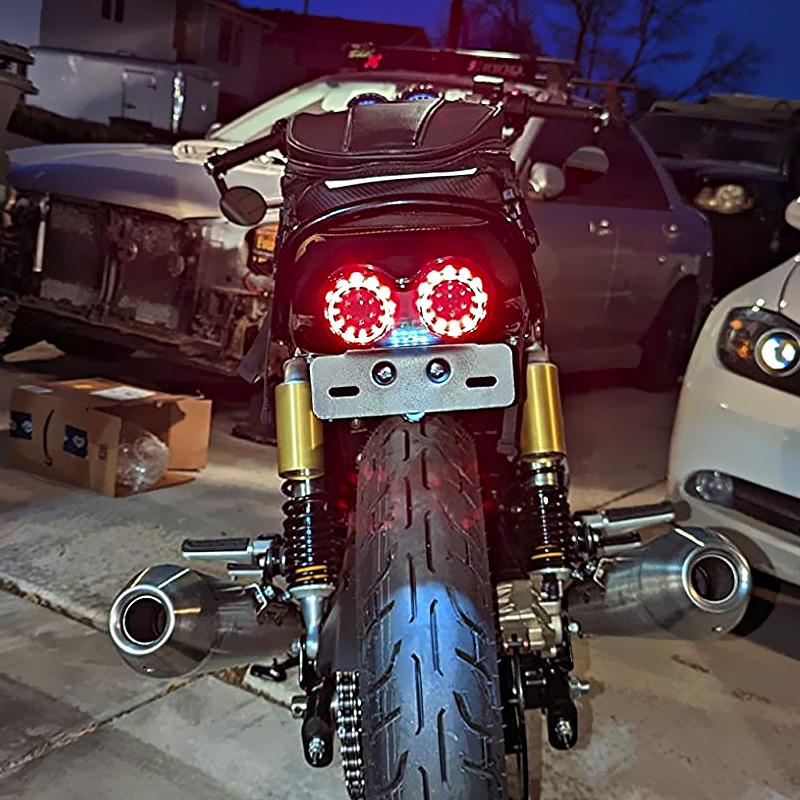 Motorcycle LED Tail Light Turn Signal Lights License Plate Bracket Brake Lamp For Honda Yahama Harley Universal 12V Rear Light