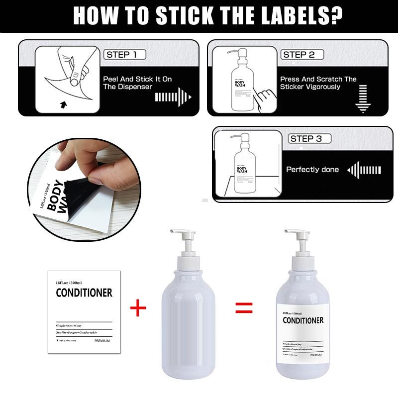 500 мл Белый лосьон Бутылка для настенного крепления для душа Бутылки для мыла с этикетками Диспенсеры для мытья тела для ванной комнаты, кухни, раковины