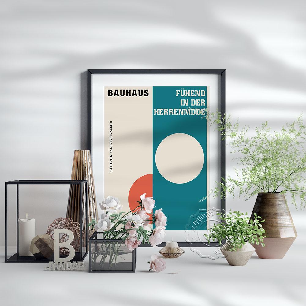 Bauhaus Ретро Плакат, Геометрическая Форма Круги Современное Искусство Картина Холст, Искусство Баухаус Минимальная Форма Плакат Модернистское Искусство Декор Стены Подарок Без Рамки