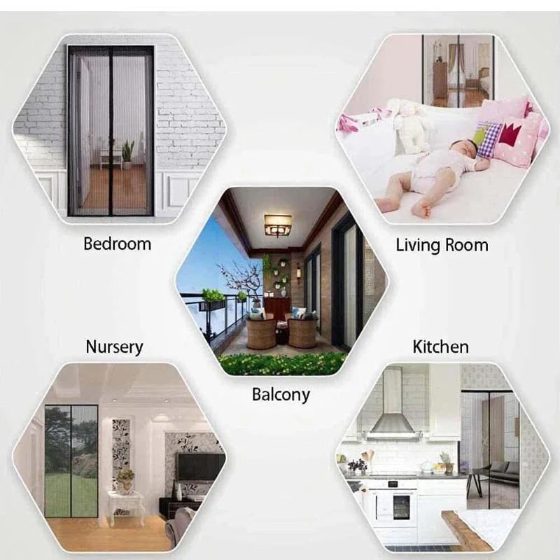 Magnetic Mosquito Net Door Window Automatic Closing Curtains 80/90/100 Cms Curtain Shades Screen Home Textile Garden