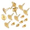 100Sets Stainless Steel Ear Studs with Plug Back Gold Color Earring Base Earring Dangle Pendant Jewelry Making DIY Wholesale