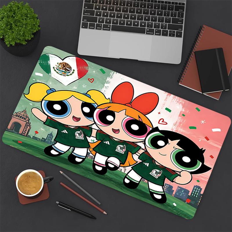1Pc Powerpuff Girls Mexico Gaming Mouse Pad Keyboard Desk Mat Non-slip Rubber Lock Edge Waterproof Computer Mousepad for Office Home Decor Y1250
