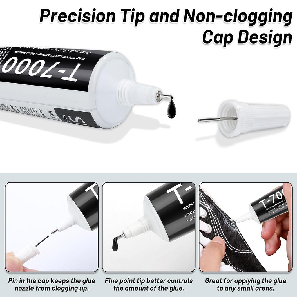 2PCS T 7000 Pone Repair Glue, Multipurpose T-7000 Glue Black Adhesive for Phone Screen Repair, Craft, Wooden, Leather, Shoes