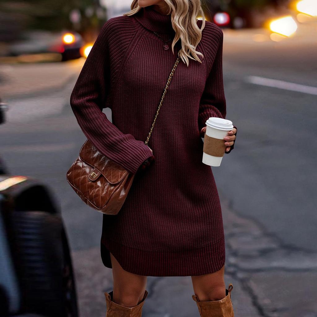 Женское свободное платье-свитер с круглым вырезом и длинными рукавами, зима, осень, зима