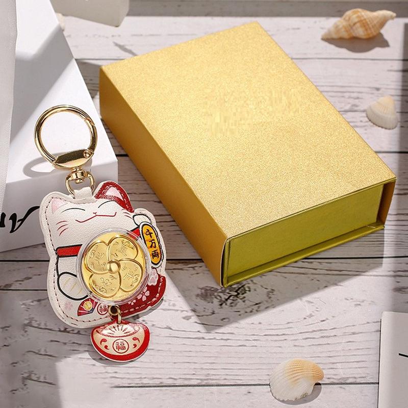 Брелок для ключей Maneki Neko Car Lucky Cat Car Backpack Keyring Best Friend Charms Подвеска для пары Подарочный брелок