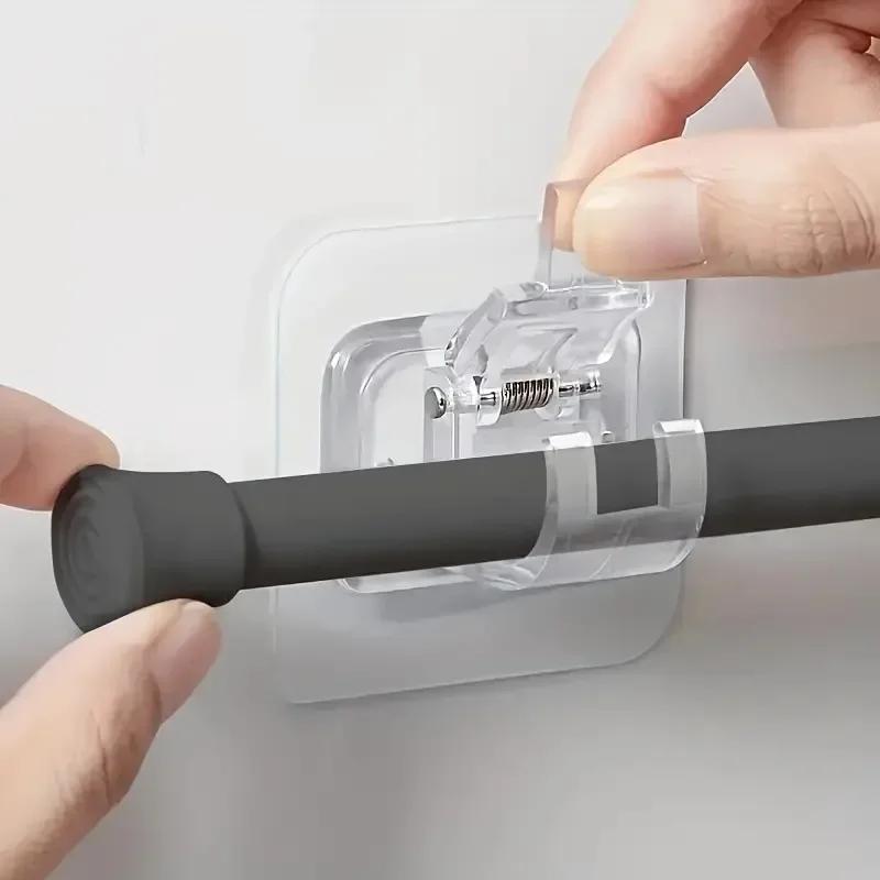 Самоклеящийся кронштейн для карниза, без пробивки, регулируемый зажим-крючок для карниза, бытовой фиксированный зажим, подвесной держатель