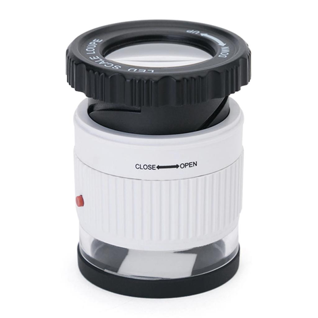 Светодиодная лупа, 30-кратная регулируемая лупа, металлическое цилиндрическое зеркало со шкалой, маленькое зеркало для чтения, ювелирная лупа