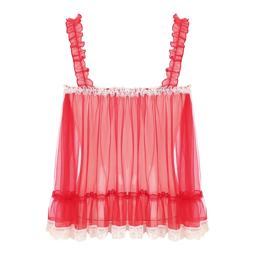 Мужское нижнее белье Sissy, прозрачное кружевное нижнее белье, платье, сексуальная сорочка, искушение, одежда для сна