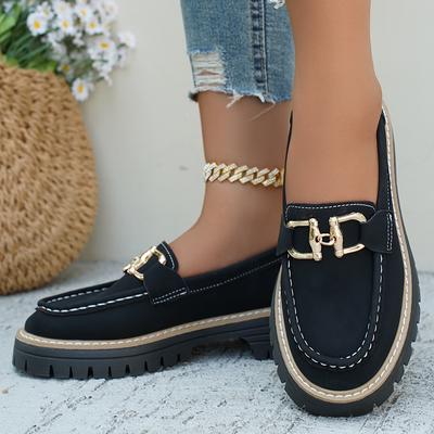Женские лоферы Ретро Осенняя обувь Женские Большой размер Британский стиль Обувь на толстом каблуке Круглый носок Подошва Корейский стиль Кроссовки Женские