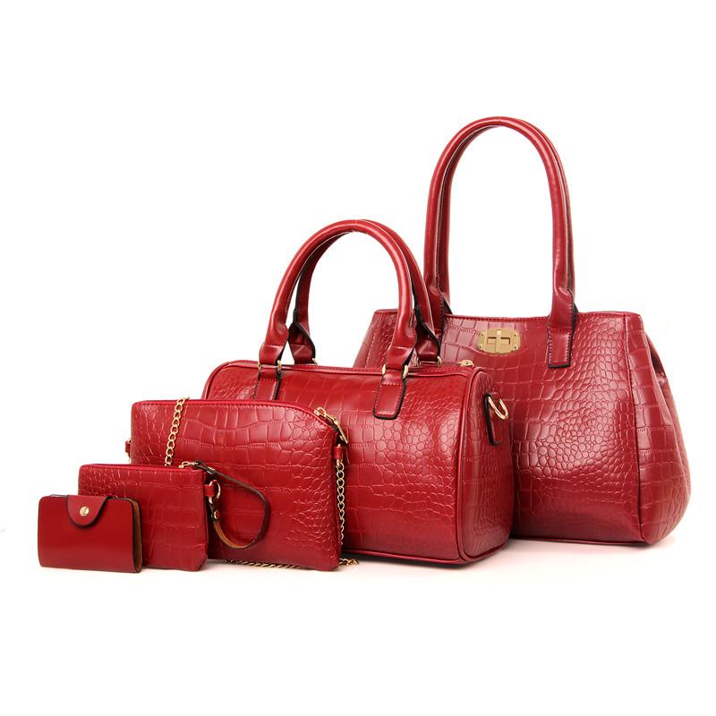 Women's New European and American Fashion Crocodile Pattern Five-piece Set Mother and Child Crossbody Shoulder Handbag