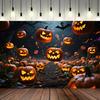 Jack-O-Lanterns Design Halloween Party Backdrop Polyester for Photo Booth,Party Event,Holiday Celebration,Wall Decor