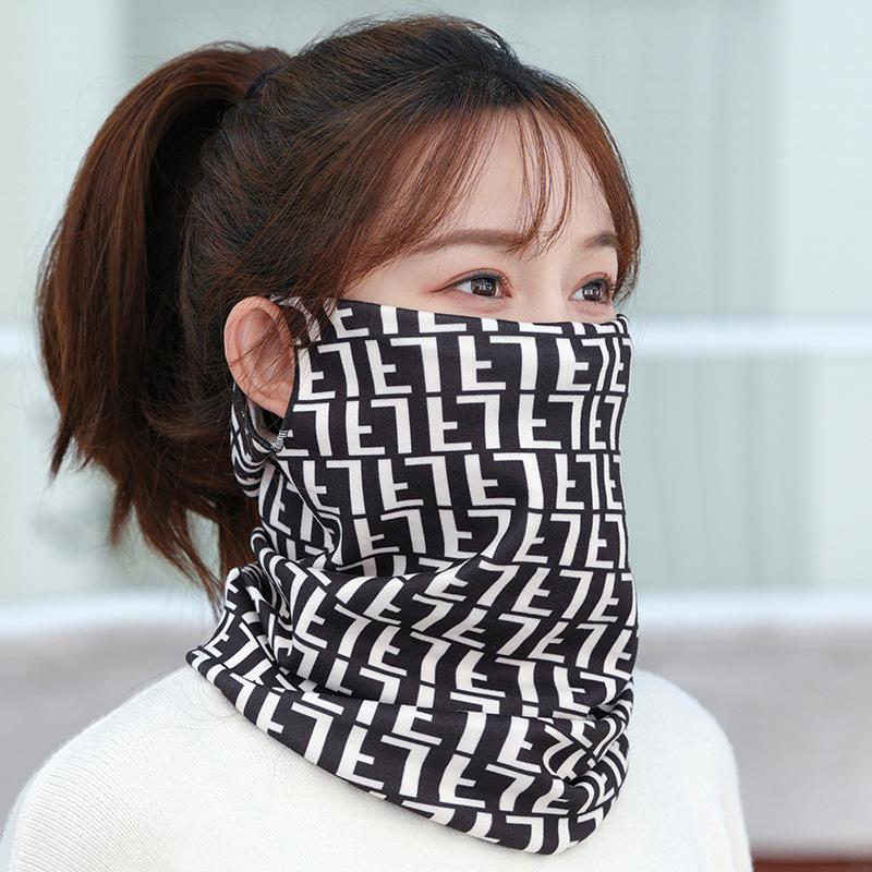 Women's Autumn & Winter Plush Face Mask Neck Protector: Windproof, Warm, and Versatile Scarf Set for Outdoor Cycling