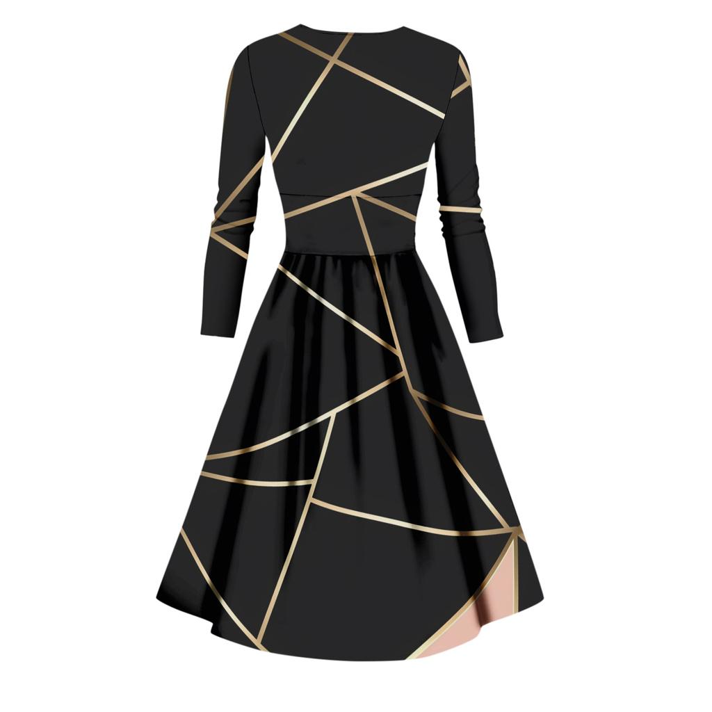 Женское повседневное и модное сексуальное платье с v-образным вырезом и длинными рукавами с градиентным принтом