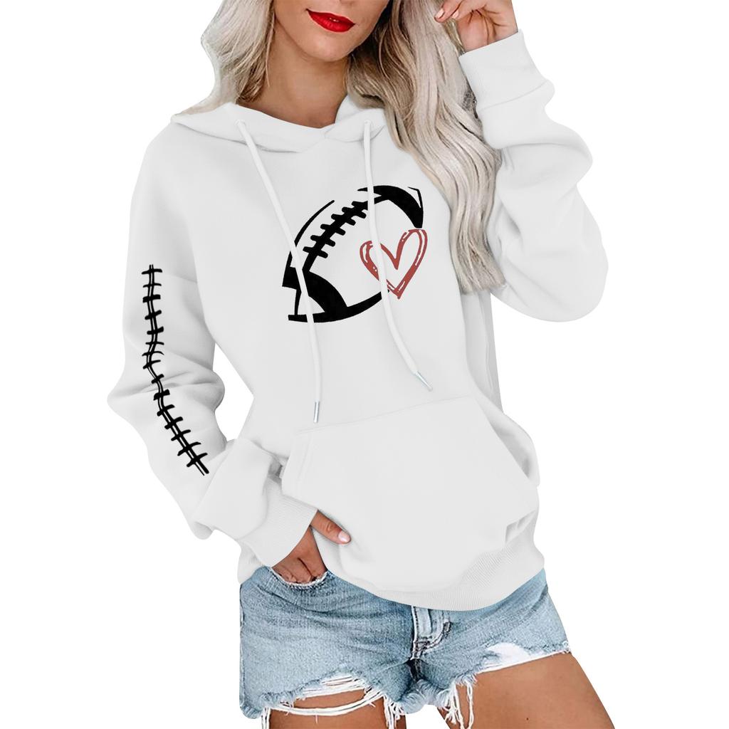 Women's Fashionable, Casual, Comfortable Round-neck, Hooded, Long-sleeved, Rugby-print Warm Sweater
