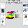 1PC180 Degree Rotating EU Plug Converter with Three Extension Plugs, Mini Slim Wireless Outlet Adapter with Light for Convenience