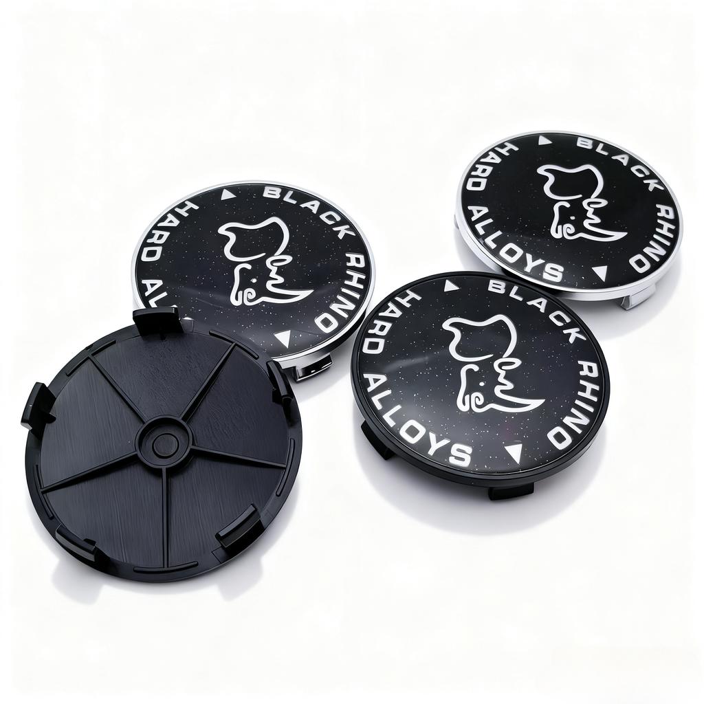 4pcs Black Rhino Logo Emblem Badge Car Wheel Center Caps 68MM Clips 63MM Wheels Hub Cap Rim Hubcaps Dust Cover Car Accessories