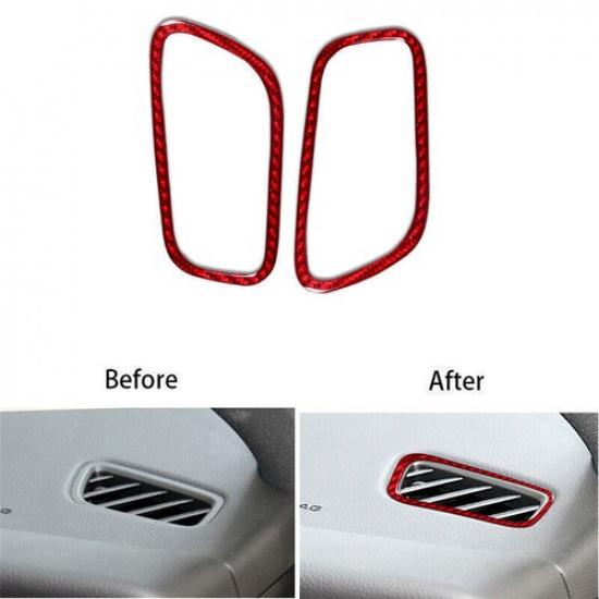 2Pcs Red Carbon Fiber Air Vent Outlet Cover Trim For Porsche Macan 2014-2019