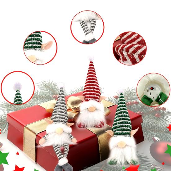 Светящийся Рождественский Гном Ручной Работы Плюшевый Скандинавский Шведский Томте Светящийся Санта Эльф Игрушка для Зимнего Настольного Декора Многоярусного Подноса Внутренний Рождественский Декор