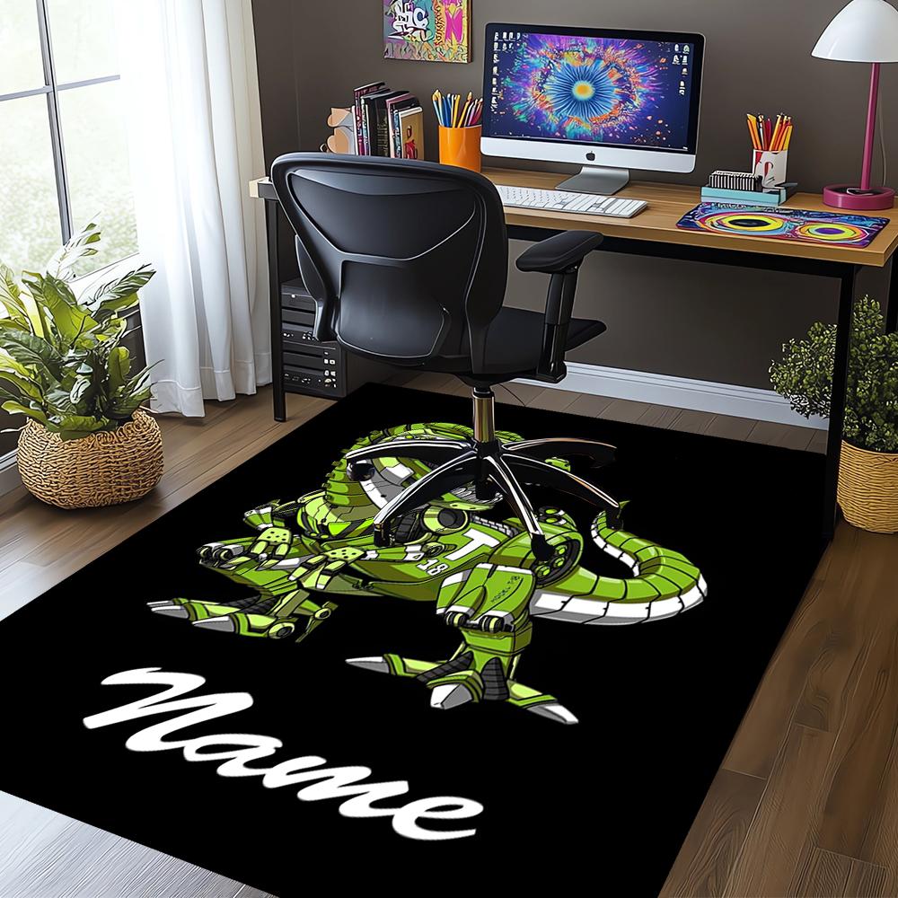 Custom Name Dinosaur Printed Carpet,Rug for Office Chair Living Room Bedroom Kitchen Room Decor Gifts.
