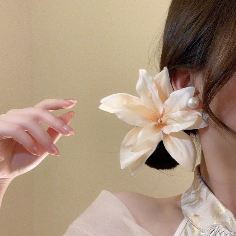 Long Tassel Sweet Petal Hair Clips Elegant Flower Duckbill Clip Women Use