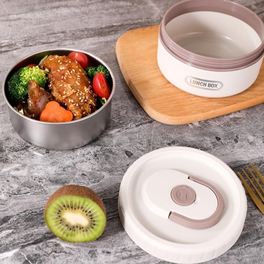 Round Shape Stainless Steel Lunch Box Practical Thermal Lunch Container Outdoor Picnic Box Camping