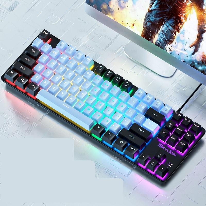 H87 настоящая механическая 87-клавишная зеленая ось, проводная клавиатура, компьютер, ноутбук, внешние офисные электронные игры, 9 видов RGB-подсветки