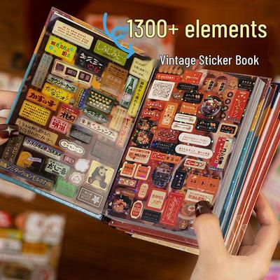 Yu Xian Винтажный стикербук в японском стиле с вырубными наклейками – 45 листов для коллажа и DIY.