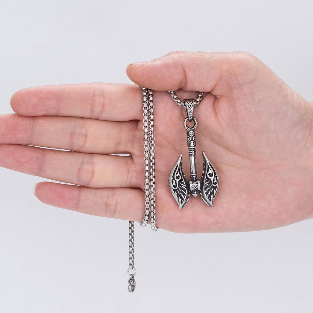 Двойной топор Ожерелье викингов Нордический готический топор Мужской кулон