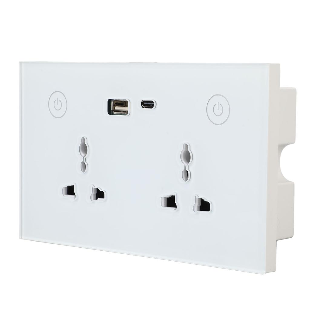 Smart Wall Outlet 2.4G WiFi Touch Light   Voice Control Smart Plug with USB and TYPE C   Port For   95‑250V