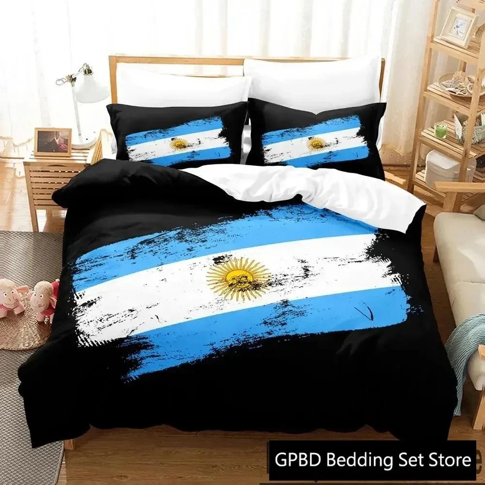 3D Print Argentina Flag Bedding Set Double Twin King Duvet Cover Comforter Pillowcase Boys Girls Adults Bedroom