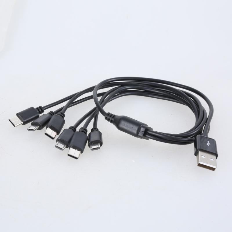 Универсальный зарядный кабель 1 на 6 USB на USB 5Pin и разъемы Type C Зарядный провод Не поддерживает передачу данных для телефонов