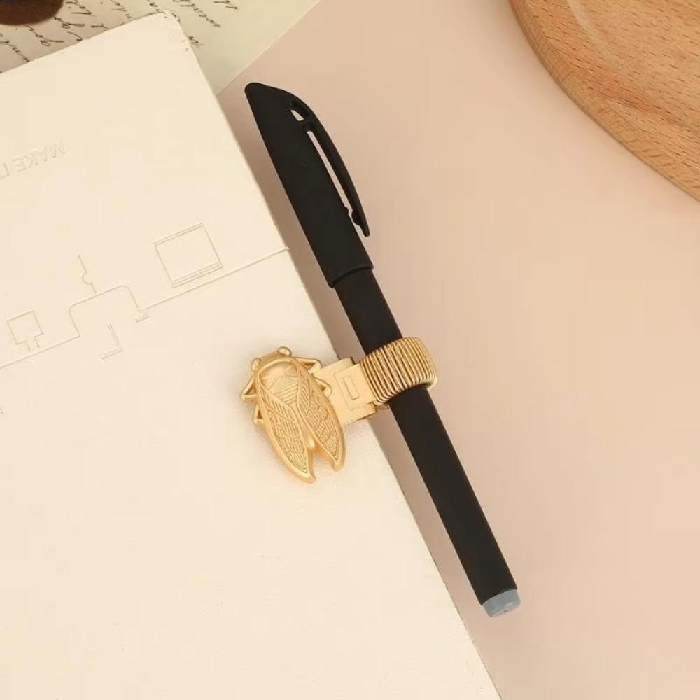 Multi-functional Spring Pen Clip Metal Pencil Holder Vintage Bookmark  Stationery Supplies