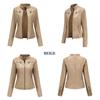 Women's European & American Spring/Autumn Leather Motorcycle Jacket - Stylish Short Design