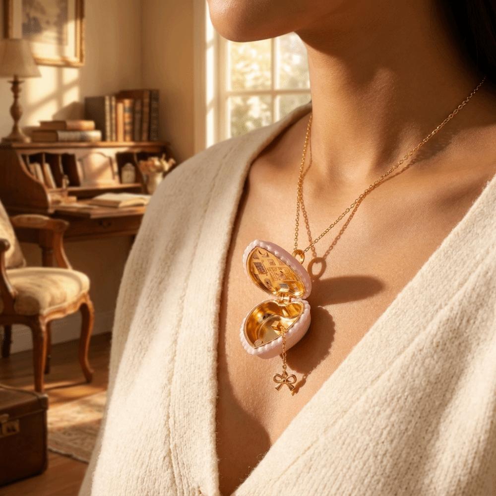 Adjustable Chain Opening Closing Phase Box Necklace Hinged Pendant Necklace For Women