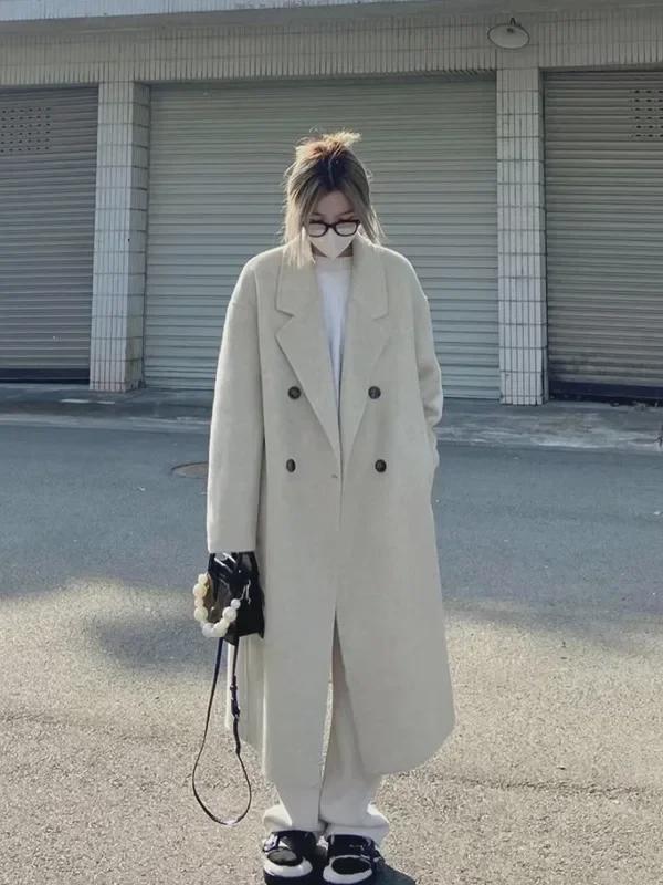 Women's 2023 Autumn/Winter Korean Fashion Thick Woolen Coat - Hepburn Style