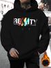 Face The Reality' Letter Print hoodie-Casual Pullover Sweatshirt - Casual & Stylish Drawstring Pullover with Kangaroo Pocket