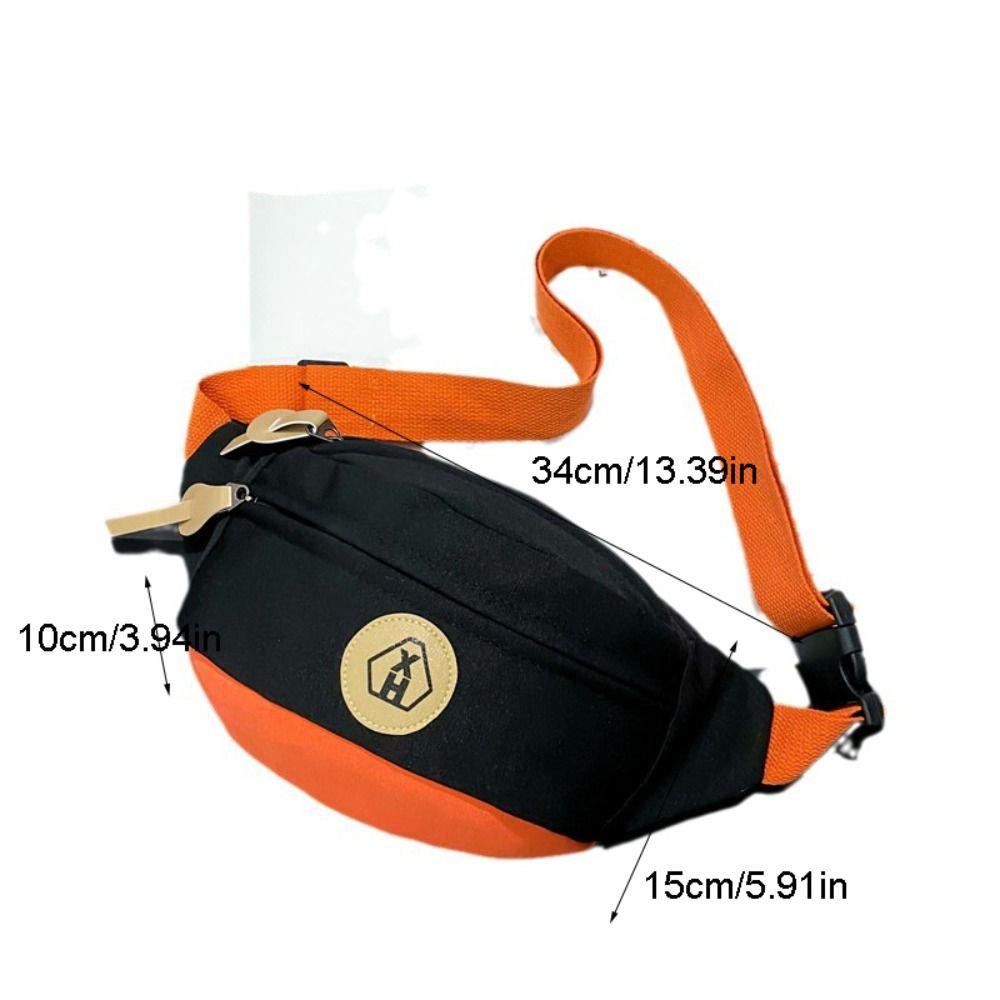 Solid Color Canvas Crossbody Bag Nylon Waist Bag Portable Canvas Chest Bag Streetwear